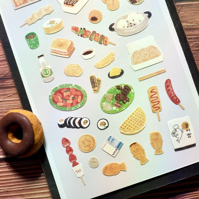 Suatelier Koreanische Street Food Snack Pfannkuchen Aufkleber für Scrapbooking und Journaling, Mehrfarbig - Bild 1