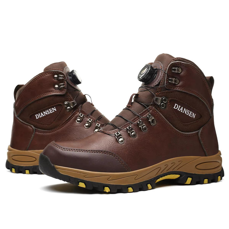 Kankeirr Sicherheitsschuhe für Herren in Braun mit drehbarem Knopf, pannensichere Arbeitsschuhe und taktische Schutzstiefel - Bild 4