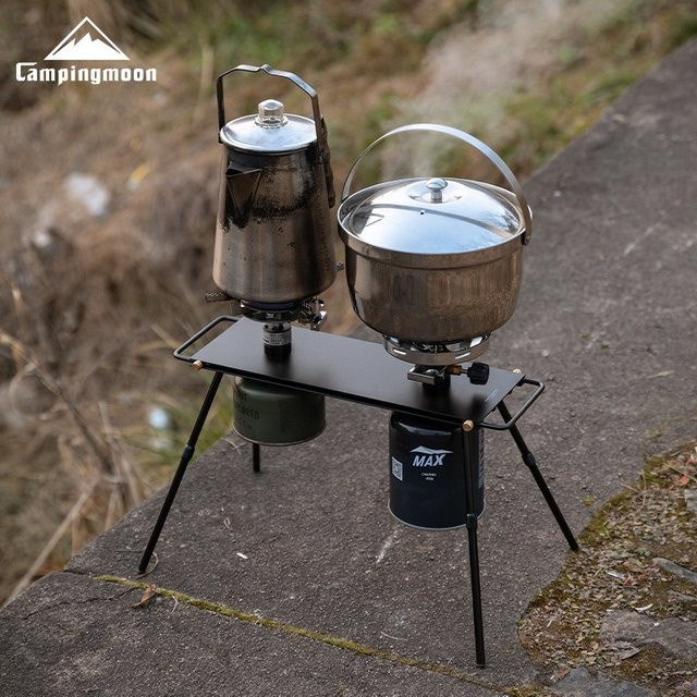 CAMPINGMOON IGT Ofen Rack Tisch Halbe Einheit in Schwarz Matt mit zwei Höhenstufen - Bild 1