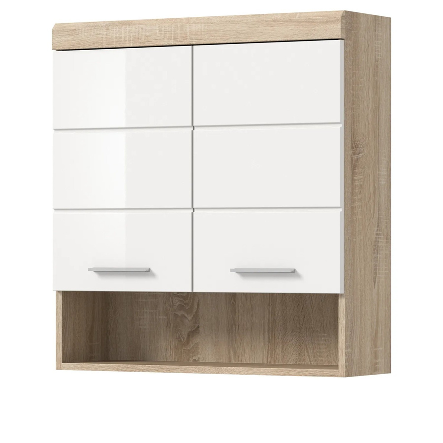 Inn.Furn Badezimmer Hängeschrank Mambo in Weiß Hochglanz und Eiche, B/H: 74 x 79 cm - Bild 2