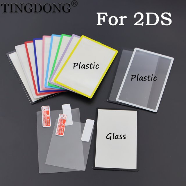 TingDong Ersatz-LCD-Außenlinsenabdeckung mit Spiegel-Kunststoffplatte und Displayschutzfolie für 2DS in Weiß - Bild 1