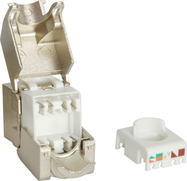 Digital Data Communications equip Pro Keystone Jack RJ-45 Ethernet LAN Set, Weiß/Gold, 8er Packung - Bild 1