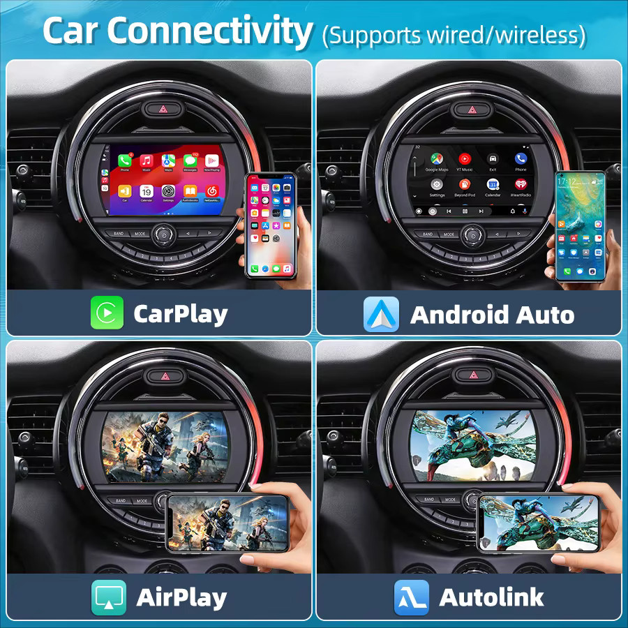 Junsun Wireless CarPlay und Android Auto Interface in Schwarz für Mini R55 R56 R57 R58 R60 R61 F54 F55 F56 Clubman Countryman Cooper John Cooper - Bild 2