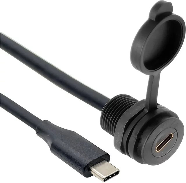 CY Wasserdichtes USB-C Erweiterungskabel 10 Gbps mit wasserdichtem Stecker für Wasserarmpanele, Schwarz, Länge: 50 cm und 30 cm - Bild 1