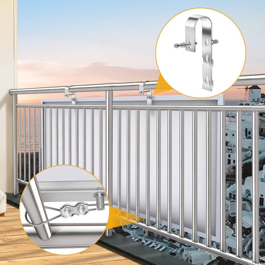 CP-SETUNO 2er Set Solarpanel-Balkonhaken aus Edelstahl in Silber zur Montage von Photovoltaik-Modulen an Balkon oder Zaun - Bild 2