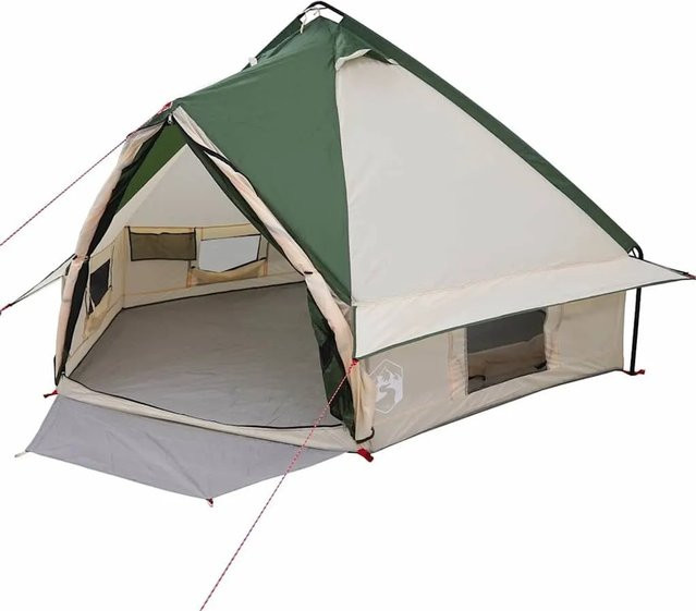 vidaXL Teepee Zelt mit Dach Grün und Grau B/T/H: 490 x 410 x 210 cm - Bild 1