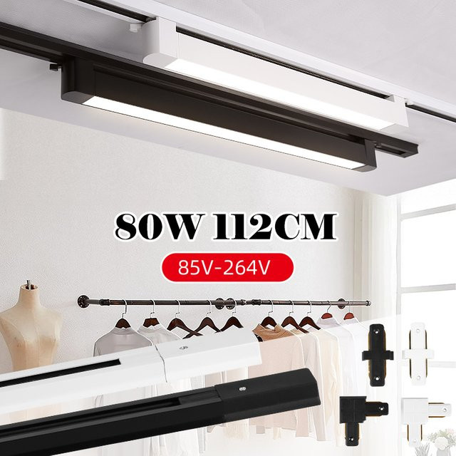 CANMEIJIA LED Schienenlampen Set Schwarz 80W Flutlicht Deckenleuchte für Wohnzimmer und Bekleidungsgeschäfte Breite: 112 cm - Bild 1
