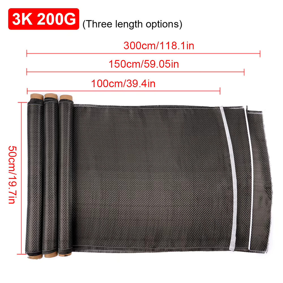 3K Kohlefasertuch 200G in Schwarz mit Twill-Bindung für Automobilteile und DIY-Kunsthandwerk, Breite: 50 cm, Tiefe: 100 cm oder 150 cm - Bild 2