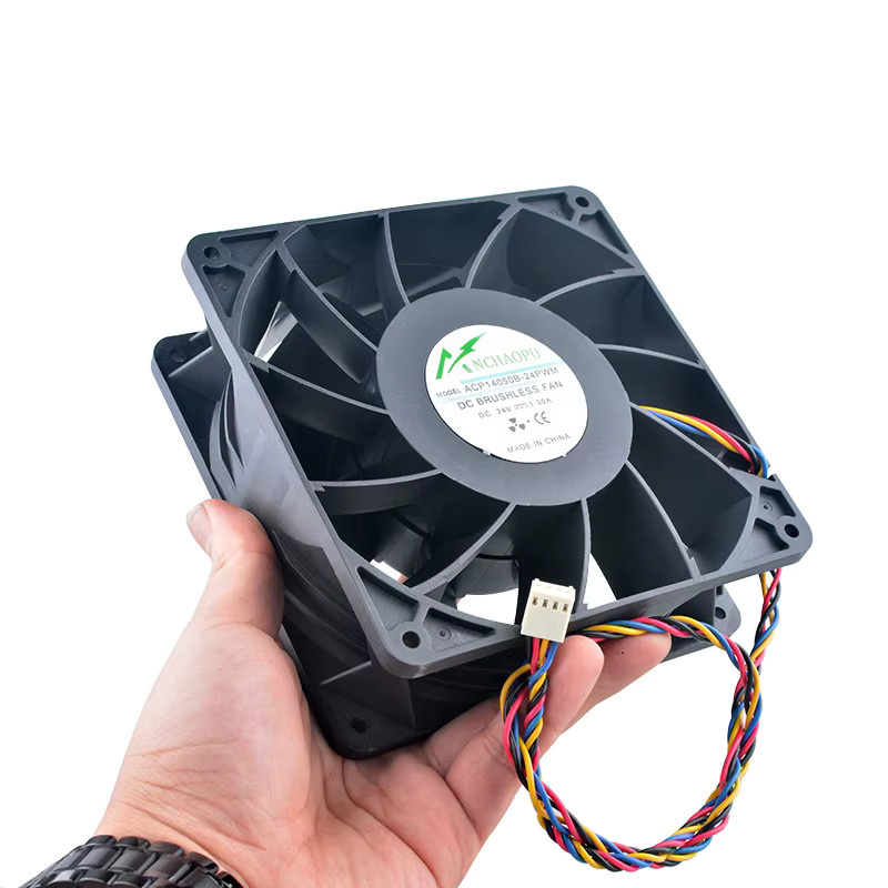 ANCHAOPU Hochgeschwindigkeits-Lüfter ACP-14050B-24PWM in Schwarz, B/T/H: 14 x 14 x 5 cm, DC 24 V, 1,30 A für Server und Inverter-Netzteile - Bild 4