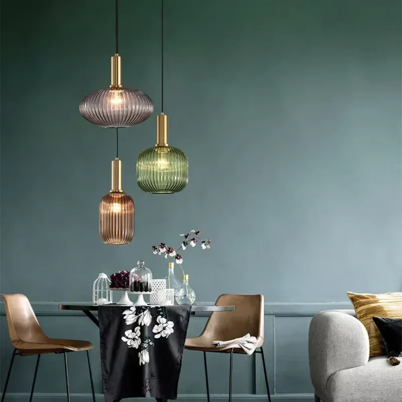 ZIMULONG Retro Pendelleuchte aus buntem Glas für Wohnzimmer und Schlafzimmer mit E27 Fassung - Bild 4