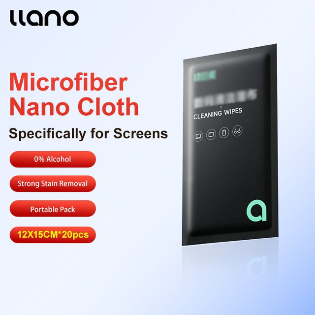 llano Bildschirmreinigungstücher für Elektronikgeräte in Schwarz, 15 x 12 cm - Bild 1
