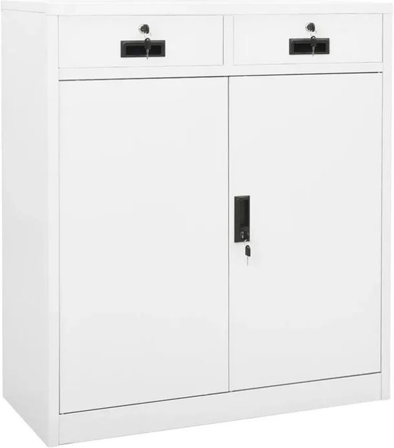 vidaXL Büroschrank aus Stahl in Weiß mit verstellbaren Regalböden und Schloss, B/T/H: 90 x 40 x 102 cm - Bild 1