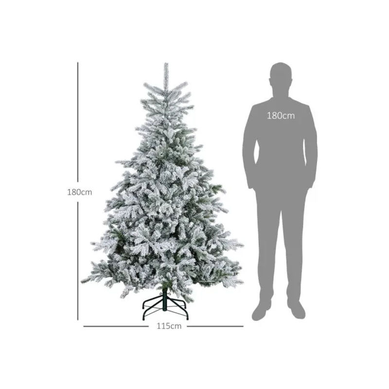 HOMCOM Weihnachtsbaum mit künstlichem Schnee in Grün und Weiß, 180 cm Höhe, mit Metallfuß - Bild 3