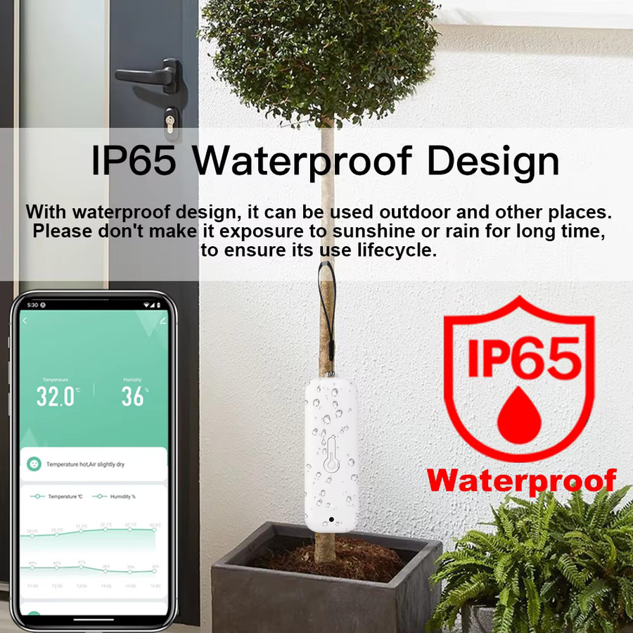 Tuya Zigbee Temperatur- und Feuchtigkeitssensor IP65 Wasserdichtes Hygrometer Thermometer in Weiß für Outdoor mit Yandex und Alexa Unterstützung - Bild 4