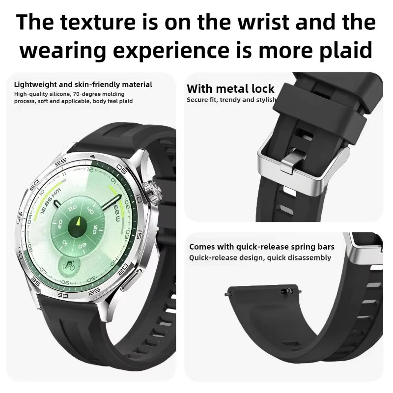 Huawei Uhrenarmband Silikon, 22 mm, Schwarz, Unisex - Bild 2