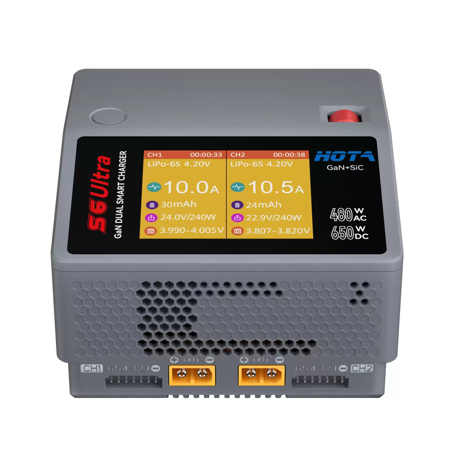 HOTA S6 Ultra Galliumnitrid Dual-Kanal Intelligentes Ladegerät AC/DC 480W 650W 15A in Grau - Bild 2