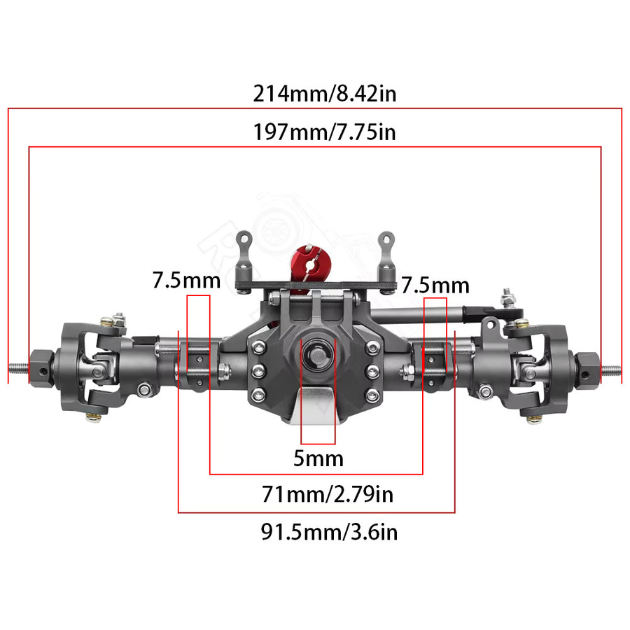 Axial Vorder- und Hinterachse, Metall, Grau - Bild 2