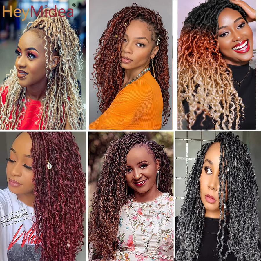 HeyMidea Goddess Locs Häkelhaar-Zöpfe, lockige Faux Locs, Schwarz, Damen - Bild 2