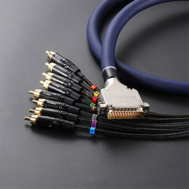 DB25 auf 6,35mm TRS und XLR/RCA Symmetrisches Analog-Audio-Pigtail-Kabel in Gold und Blau für dein Aufnahme-Interface - Bild 1