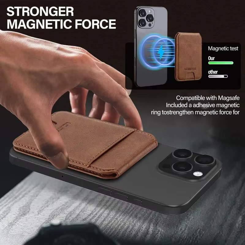 EUCAGR Magnetische PU-Leder Kartensteckplatz-Tasche mit Ständer für iPhone 17, Samsung Galaxy, Google und Xiaomi, Farbe: Grün - Bild 5