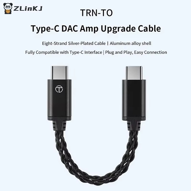 TRN Typ-C zu Typ-C DAC-Verstärker-Upgrade-Kabel HiFi-Adapter mit 8-adrigem versilbertem Kabel in Schwarz und Silber für TRN TE PRO und USB-C Geräte - Bild 3