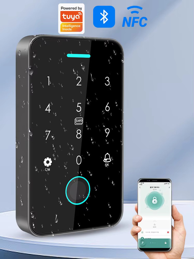 Asia-Teco Biometrisches Bluetooth Zugangskontrollsystem in Schwarz, IP67 wasserdicht, 13,56 MHz RFID, kompatibel mit der Tuya-App - Bild 6