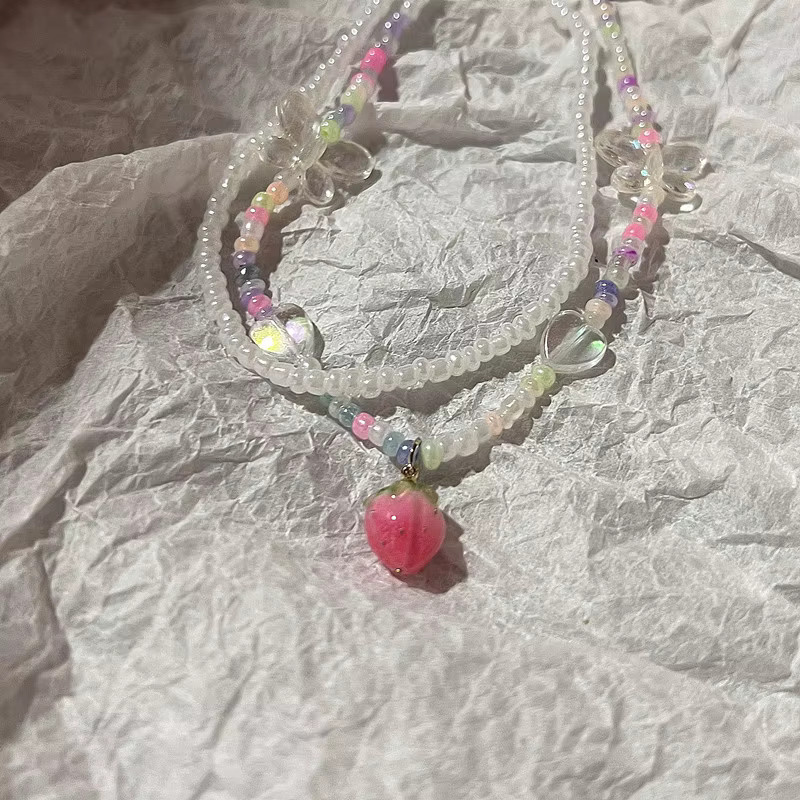 imixlot Halskette Erdbeere, Perle, Silber, Damen, Kinder - Bild 2