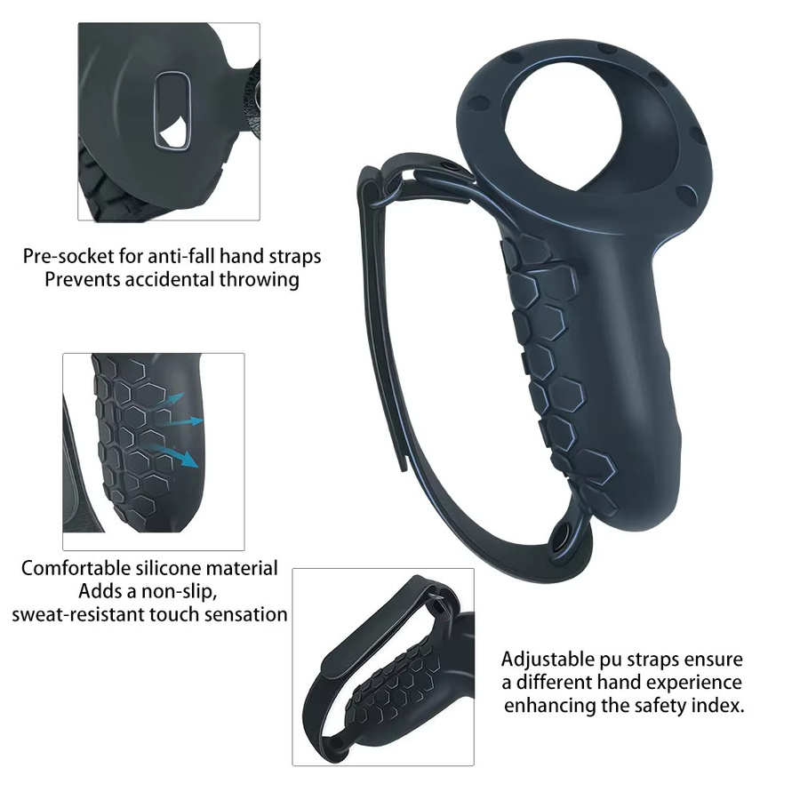 CIVITON XR Touch-Controller-Griff mit Fallschutzriemen und Batterieabdeckung für Meta Quest 3S und Quest 3 in Schwarz oder Weiß - Bild 5