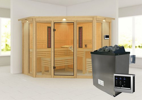 Karibu Infrarot-Sauna aus Holz in Beige, B/H/T: 245 x 202 x 245 cm - Bild 1