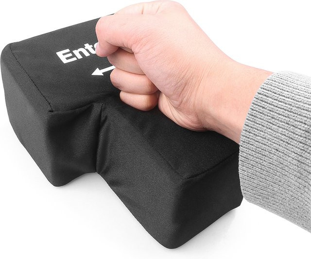 ALLOET Anti-Stress USB-Eingabetasten-Kissen für Programmierer, riesiger Tastaturknopf zur Entspannung, Schwarz - Bild 1