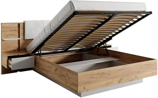 Bett mit Bettkasten Elynia in Weiß mit Maßen B: 160 cm, H: 256,4 cm - Bild 1