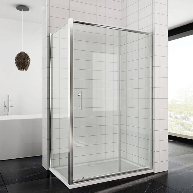 SONNI Duschkabine Eckeinstieg mit Schiebetür und Seitenwand, Transparent, Silver, Breite: 100-170 cm, Höhe: 185 cm - Bild 1
