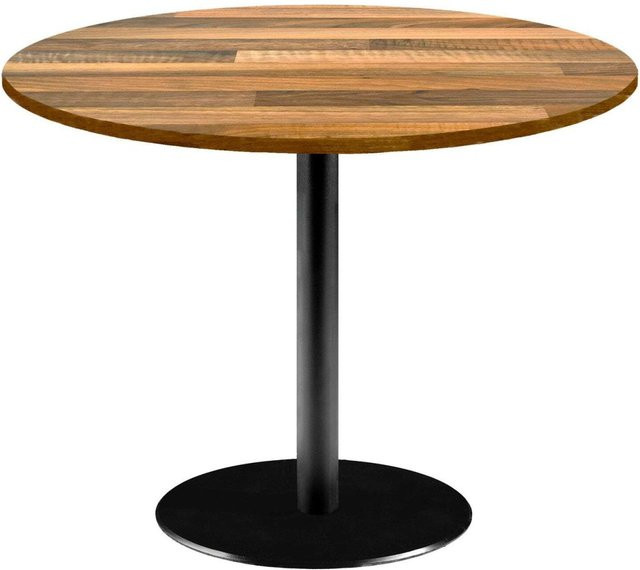 RestooTab Tisch Rome XL rund, Eiche/Dunkelbraun mit schwarzem Gestell, H: 75 cm, Ø: 120 cm - Bild 1