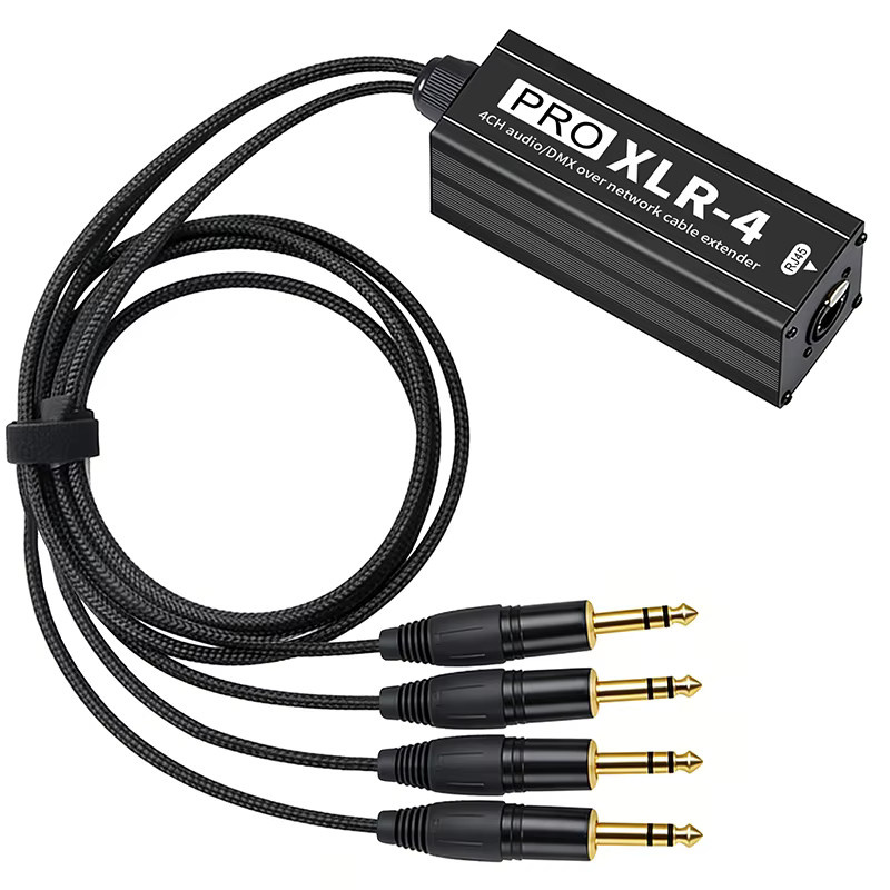 TITAK PRO XLR-4 4-Kanal XLR auf RJ45 Breakout-Kabel Audio-DMX-Extender in Schwarz für Mischpult, Mikrofon und Bühnenbeleuchtung - Bild 2