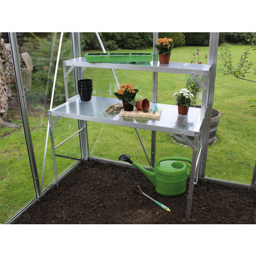 Vitavia Alu-Tischaufsatz mit Hohlkammerplatten-Ablagefläche in Silber, B/T: 121 x 39 cm - Bild 2