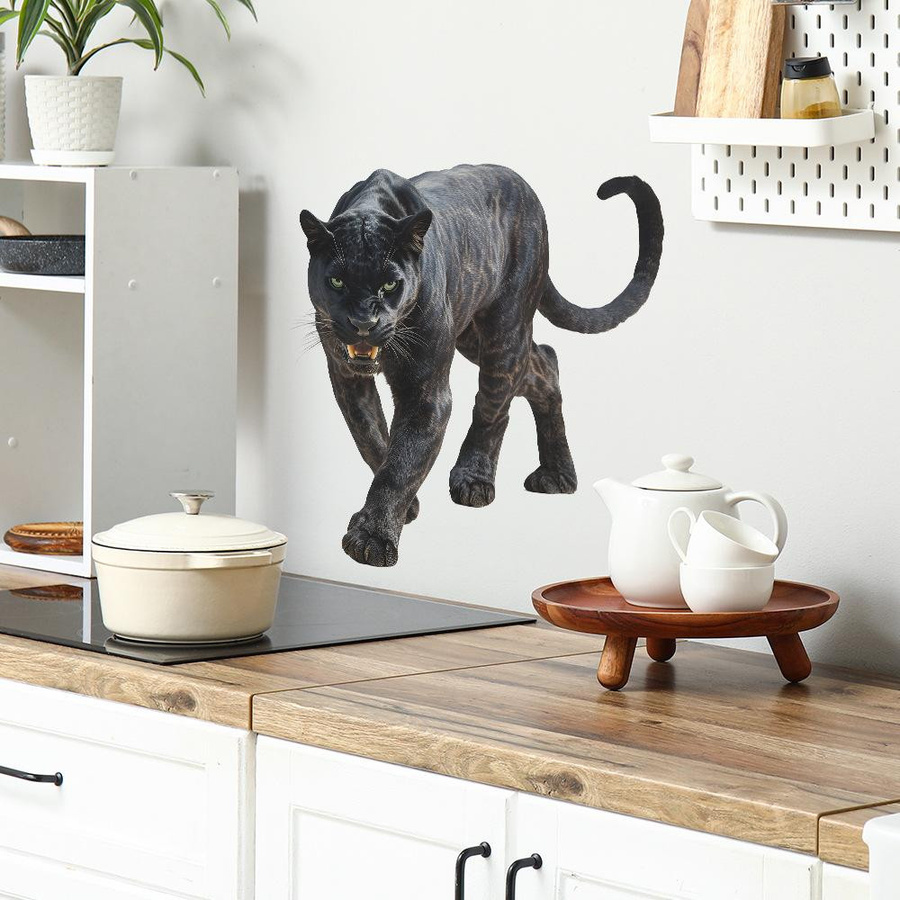 MENGN Top Wandaufkleber Wilder Schwarzer Panther in modernem minimalistischem Design, Farbe Schwarz, B/H: 39 x 39 cm - Bild 2
