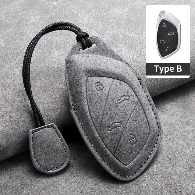Leder Autoschlüssel Hülle für MG6 EZS HS EHS MG ZS EV in Grau mit Schlüsselanhänger Halter - Bild 1