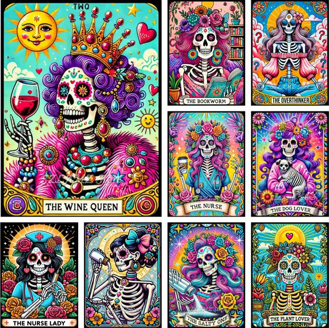 Potdemiel 5D Diamantmalerei Set Tarot Kunst Motiv mit Schädel für Erwachsene, Multicolour, B/H: 30 x 20 cm - Bild 1