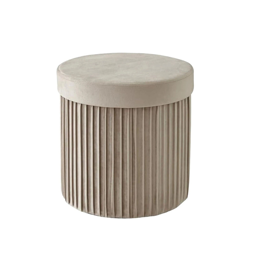 Relaxdays Sitzhocker aus Samt in Beige mit Stauraum, faltbar, B/T/H: 38 x 38 x 38 cm - Bild 2