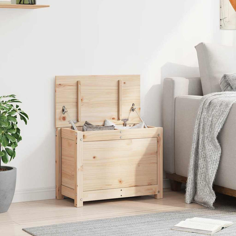 Vidaxl Aufbewahrungsbox aus Massivholz Kiefer in Natur im Landhaus- und Skandinavischen Stil, B/T/H: 110 x 50 x 45,5 cm - Bild 3