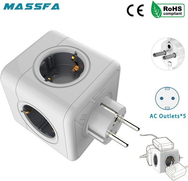 Massfa Multi-USB-Steckdosenleiste in Würfelform mit 4 EU-Steckdosen und USB-A sowie USB-C Anschlüssen, 3680 W Adapter für dein Heimbüro - Bild 1