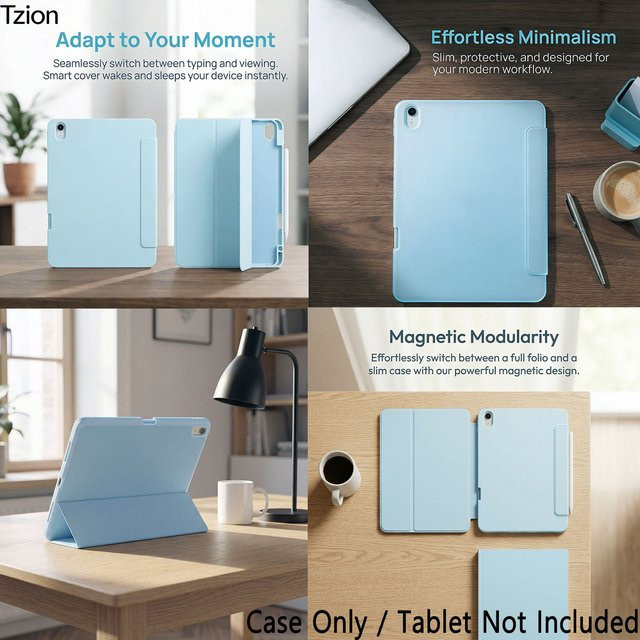 Schutzhülle für iPad Air 11 Zoll M2/M3/M4 (2024/2025/2026) und iPad Air 5./4. Generation (2022/2020) 10,9 Zoll von tzion in Grau mit Auto-Wake/Sleep-Funktion - Bild 1