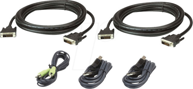Aten KVM Kabel-Set USB DVI-D Dual Link Dual Display Secure, Schwarz, Länge: 3 m - Bild 1