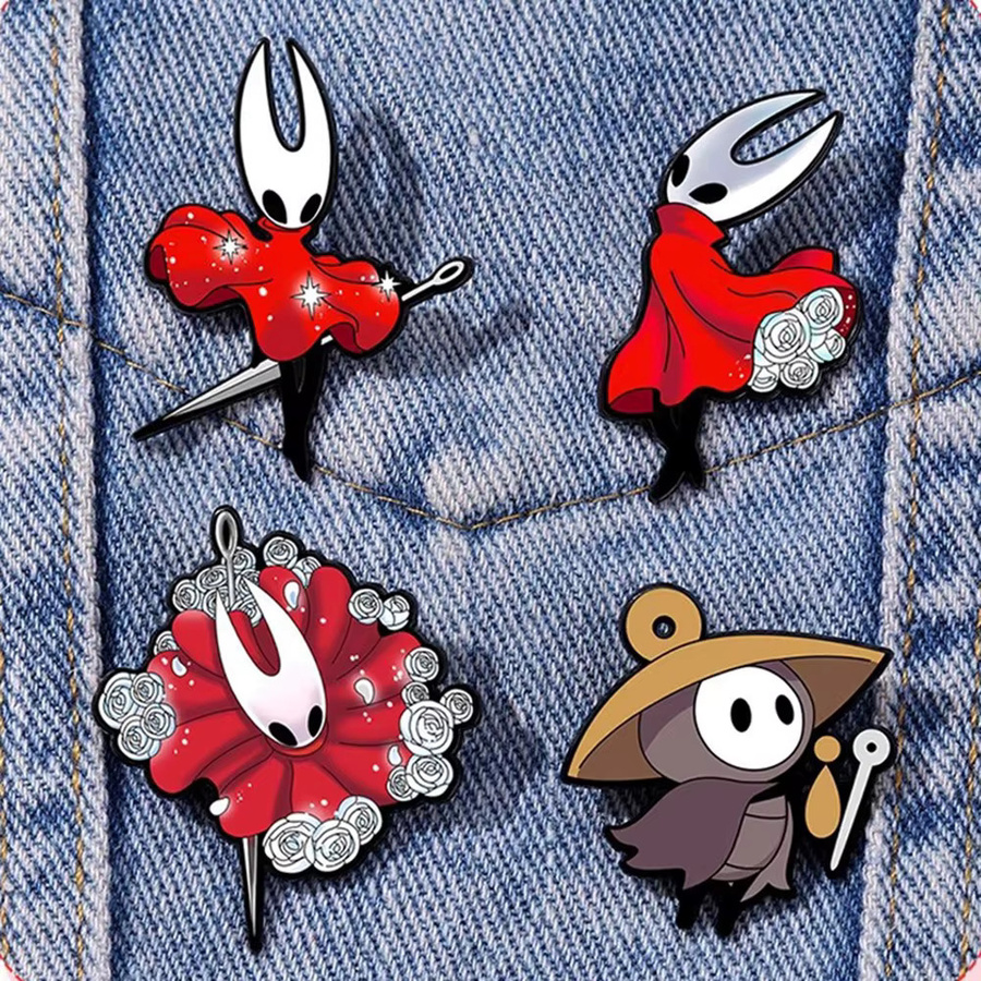Bandai Hollow Knight Silksong Emaille-Broschen, 4er-Set, Cartoon Hornet & The Knight Anstecknadeln - Bild 2