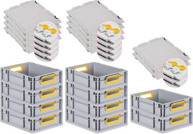 PROREGAL Spar Set 10x Eurobox Nextgen Color mit Scharnierdeckel und Schiebeschnappverschlüssen, Gelb, H x B x T: 12 x 30 x 40 cm - Bild 1