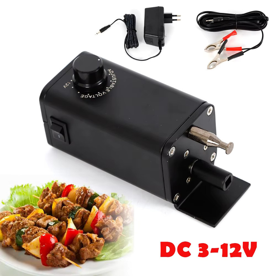 Bymaocar Tragbarer BBQ-Grill-Motorsatz in Schwarz mit 15W Kupferdrahtmotor und Dual-Power-Funktion für Auto und Adapter inklusive EU-Stecker - Bild 3