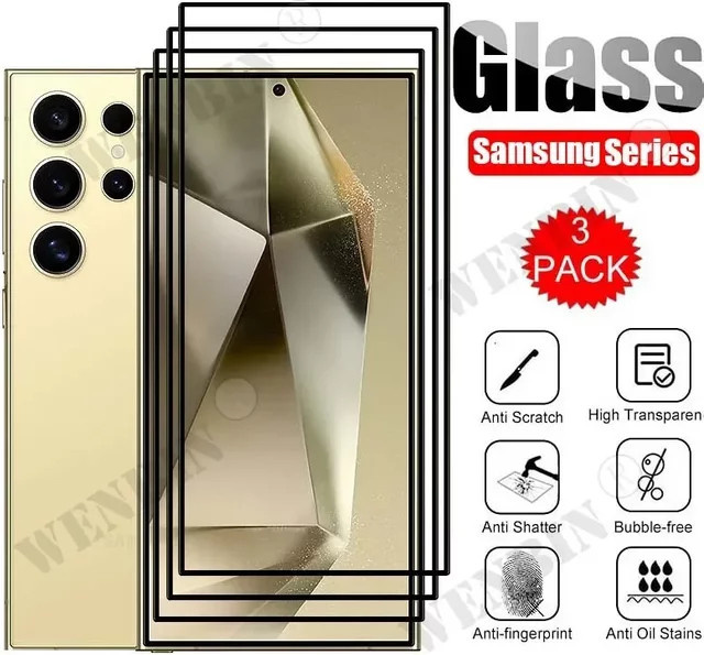 3er Pack Displayschutzfolie aus gehärtetem Glas für Samsung Galaxy S26 S25 S24 S23 S22 Ultra Plus FE A57 A56 A36 A17 in Transparent - Bild 1