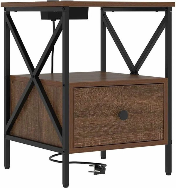 vidaXL Nachttisch in Braun Eichen-Optik mit modernem Design, B/T/H: 41,5 x 40,5 x 55 cm - Bild 1
