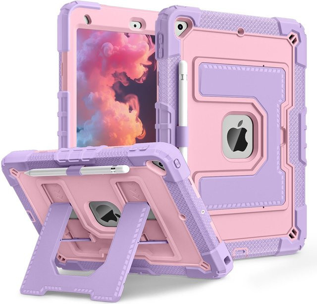 Stoßfeste Heavy Duty Schutzhülle für Apple iPad 10.2 (7., 8., 9. Generation) mit integriertem Ständer in Schwarz, Blau, Grün oder Pink - Bild 1