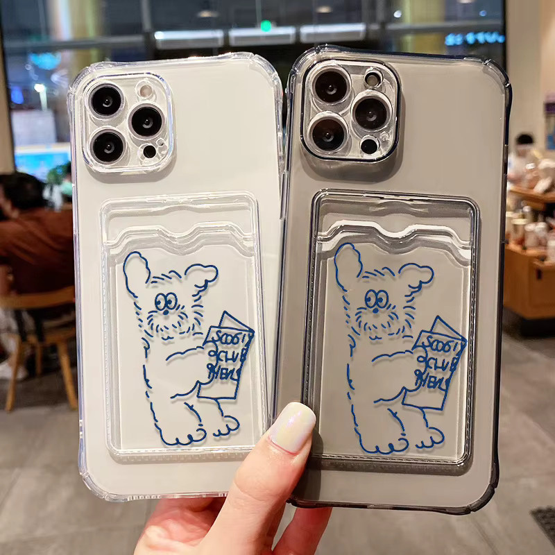 Blue Puppy Stoßfeste TPU-Telefonhülle mit Kartenhalter für iPhone 11 bis iPhone 17 Pro Max, Transparent - Bild 2